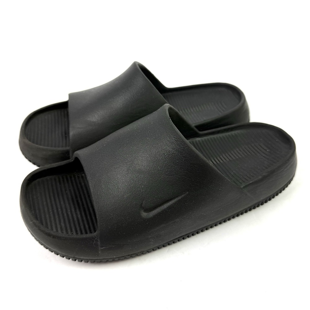 Nike Calm Slides Sandals Black Rubber Platform Womens 8 Slip On Mens 7 - Picture 2 of 8